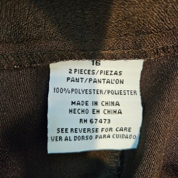 Danny& Nicole Brown Pant Suit Womens 16 Short Sleeve Peplum Top pull on Pants - Picture 13 of 14